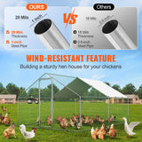 VEVOR Large Metal Chicken Coop, 3x3.93x1.99 m Walk-in Chicken Runs for Yard with Cover, Spire Roof Hen House with Security Lock for Outdoor and