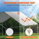 VEVOR Large Metal Chicken Coop, 3x3.93x1.99 m Walk-in Chicken Runs for Yard with Cover, Spire Roof Hen House with Security Lock for Outdoor and - 45-Degree Angle