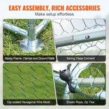 VEVOR Large Metal Chicken Coop, 3x3.93x1.99 m Walk-in Chicken Runs for Yard with Cover, Spire Roof Hen House with Security Lock for Outdoor and