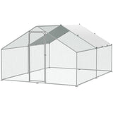 VEVOR Large Metal Chicken Coop, 3x3.93x1.99 m Walk-in Chicken Runs for Yard with Cover, Spire Roof Hen House with Security Lock for Outdoor and