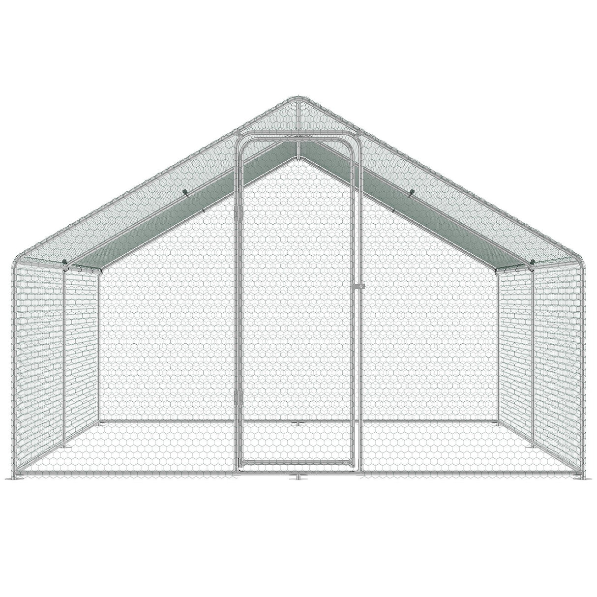VEVOR Large Metal Chicken Coop, 3x3.93x1.99 m Walk-in Chicken Runs for Yard with Cover, Spire Roof Hen House with Security Lock for Outdoor and