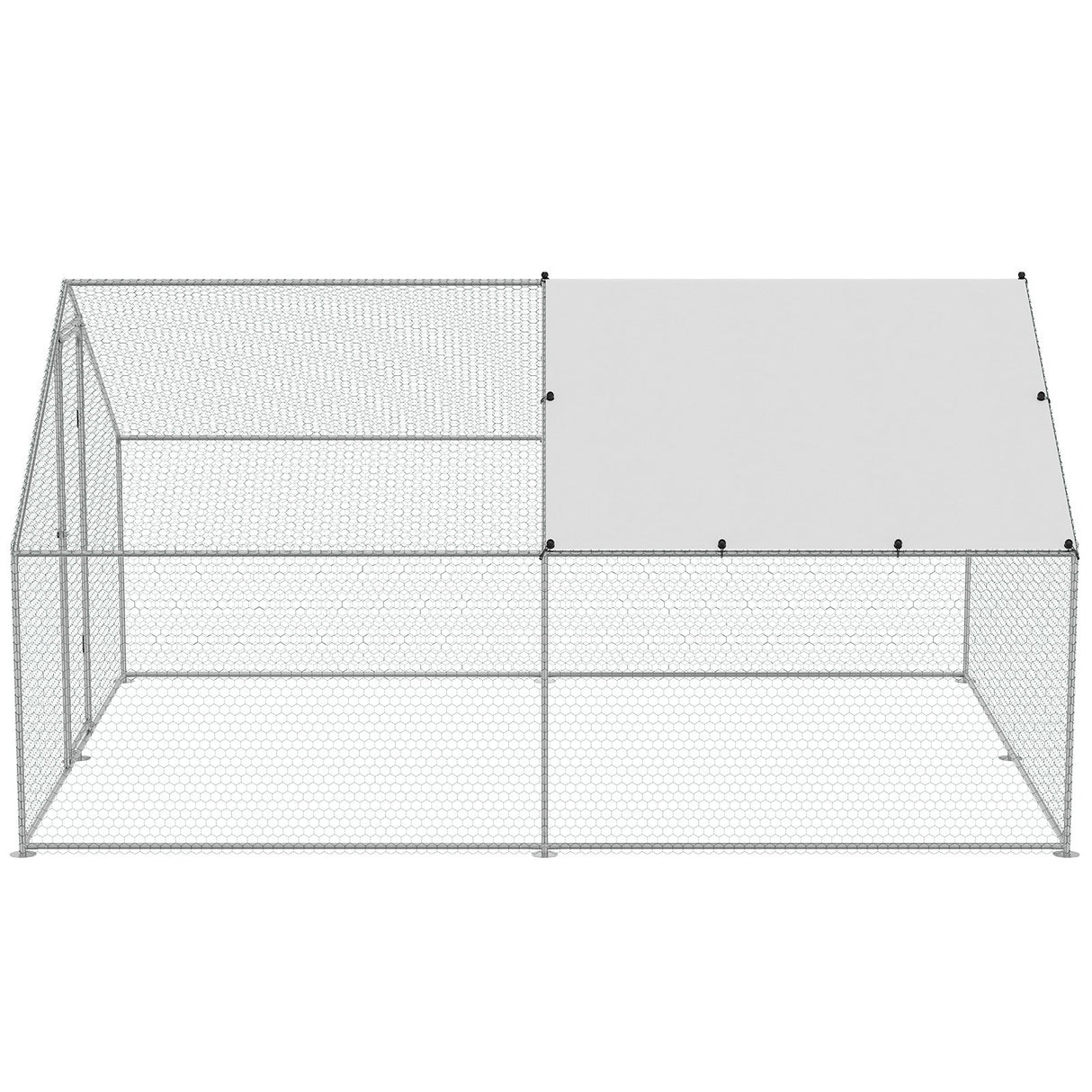 VEVOR Large Metal Chicken Coop, 3x3.93x1.99 m Walk-in Chicken Runs for Yard with Cover, Spire Roof Hen House with Security Lock for Outdoor and