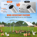 VEVOR Large Metal Chicken Coop, 9.8x12.9x6.5 ft Walk in Chicken Run for Yard with Waterproof Cover, Doom Roof Hen House with Security Lock for Outdoor and Backyard, Farm, Duck Rabbit Cage Poultry Pen - Side View