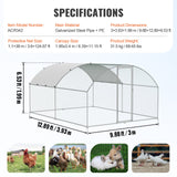 VEVOR Large Metal Chicken Coop, 9.8x12.9x6.5 ft Walk in Chicken Run for Yard with Waterproof Cover, Doom Roof Hen House with Security Lock for Outdoor and Backyard, Farm, Duck Rabbit Cage Poultry Pen - Close-Up Angle