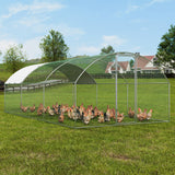 VEVOR Large Metal Chicken Coop with Run, 9.8x19.3x6.5 ft Walk-in Chicken Runs for Yard with Cover, Doom Roof Hen House with Security Lock for Outdoor and Backyard, Farm, Duck Rabbit Cage Poultry Pen - Low Angle