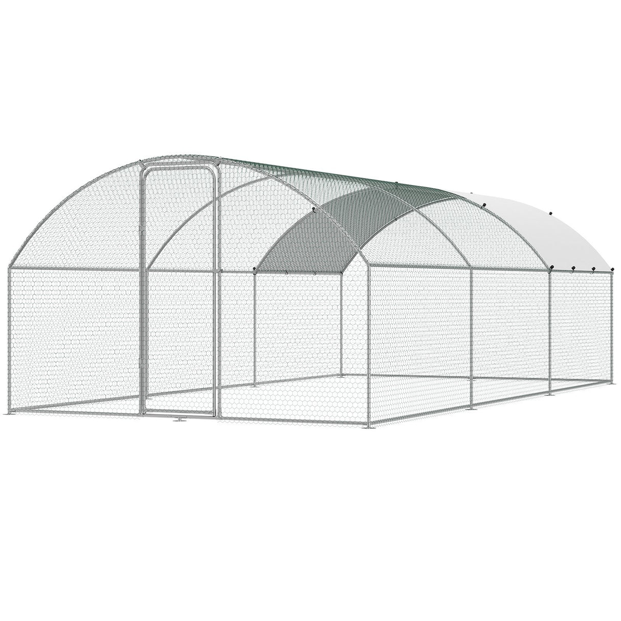 VEVOR Large Metal Chicken Coop with Run, 9.8x19.3x6.5 ft Walk-in Chicken Runs for Yard with Cover, Doom Roof Hen House with Security Lock for Outdoor
