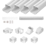 VEVOR Mini Split Line Set Cover 76.2mm W 4830mm L, PVC Decorative Pipe Line Cover For Air Conditioner with 4 Straight Ducts & Full Components Easy to