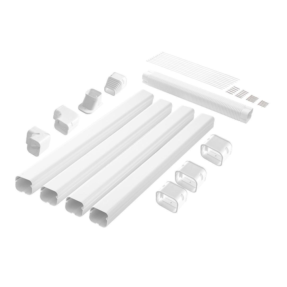 VEVOR Mini Split Line Set Cover 76.2mm W 4830mm L, PVC Decorative Pipe Line Cover For Air Conditioner with 4 Straight Ducts & Full Components Easy to Install, Paintable for Heat Pumps, White