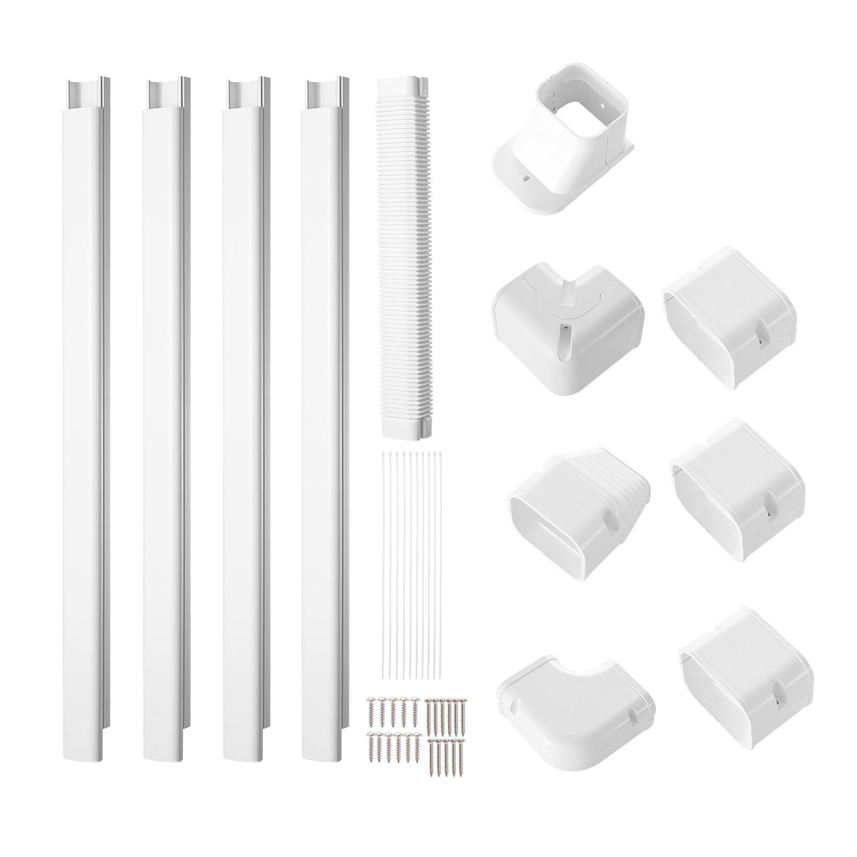 VEVOR Mini Split Line Set Cover 76.2mm W 4830mm L, PVC Decorative Pipe Line Cover For Air Conditioner with 4 Straight Ducts & Full Components Easy to