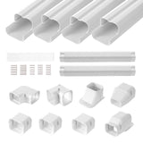 VEVOR Mini Split Line Set Cover 76.2mm W 5350mm L, PVC Decorative Pipe Line Cover For Air Conditioner with 4 Straight Ducts & Full Components Easy to