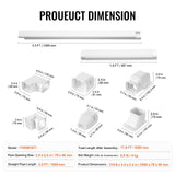 VEVOR Mini Split Line Set Cover 76.2mm W 5350mm L, PVC Decorative Pipe Line Cover For Air Conditioner with 4 Straight Ducts & Full Components Easy to Install, Paintable for Heat Pumps, White - Close-Up Angle