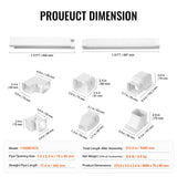 VEVOR Mini Split Line Set Cover 76.2mm W 5400mm L, PVC Decorative Pipe Line Cover For Air Conditioner with 10 Straight Ducts & Full Components Easy to Install, Paintable for Heat Pumps, White - Close-Up Angle