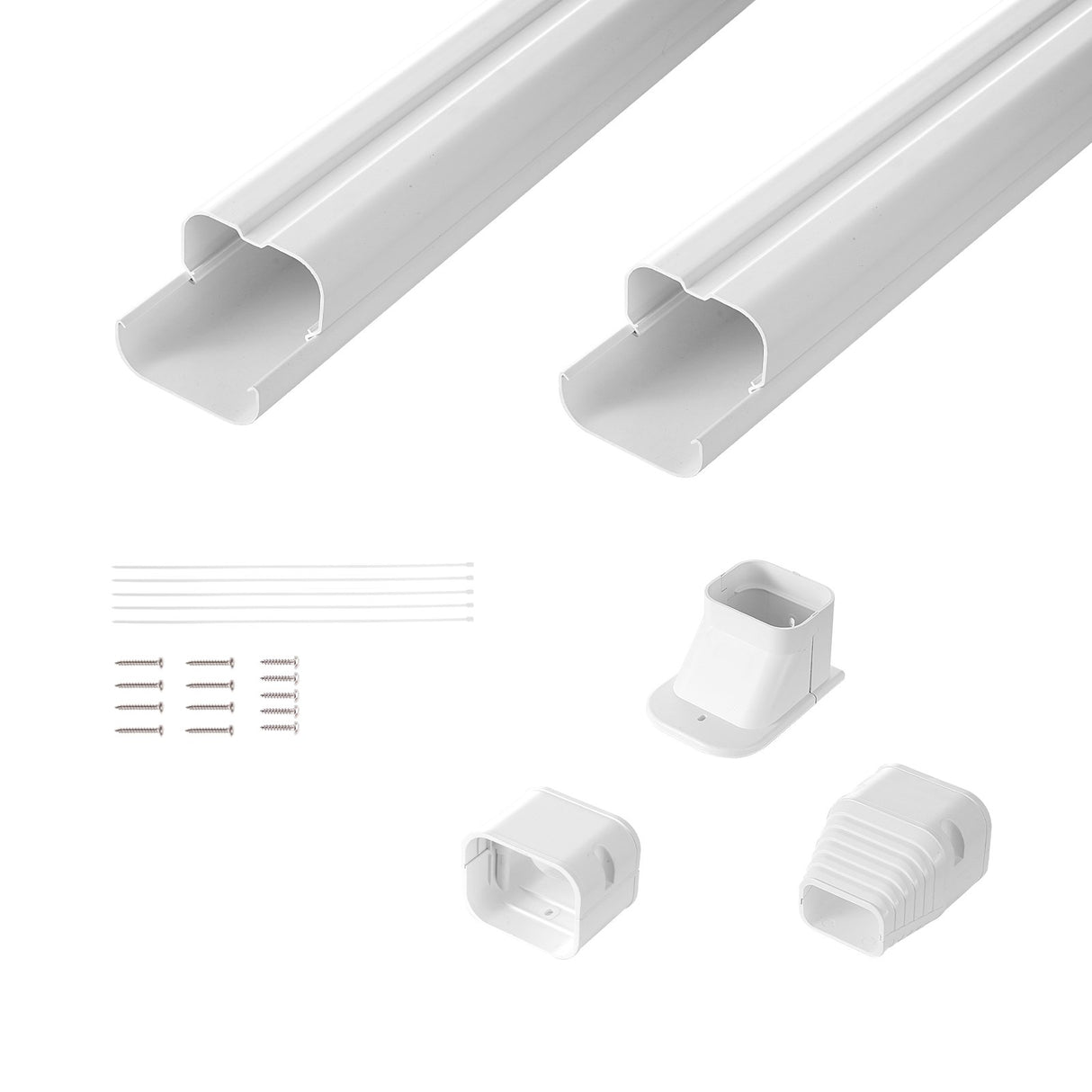 VEVOR Mini Split Line Set Cover 76.2mm W 2270mm L, PVC Decorative Pipe Line Cover For Air Conditioner with 2 Straight Ducts & Full Components Easy to