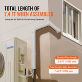 VEVOR Mini Split Line Set Cover 76.2mm W 2270mm L, PVC Decorative Pipe Line Cover For Air Conditioner with 2 Straight Ducts & Full Components Easy to Install, Paintable for Heat Pumps, White - Side View