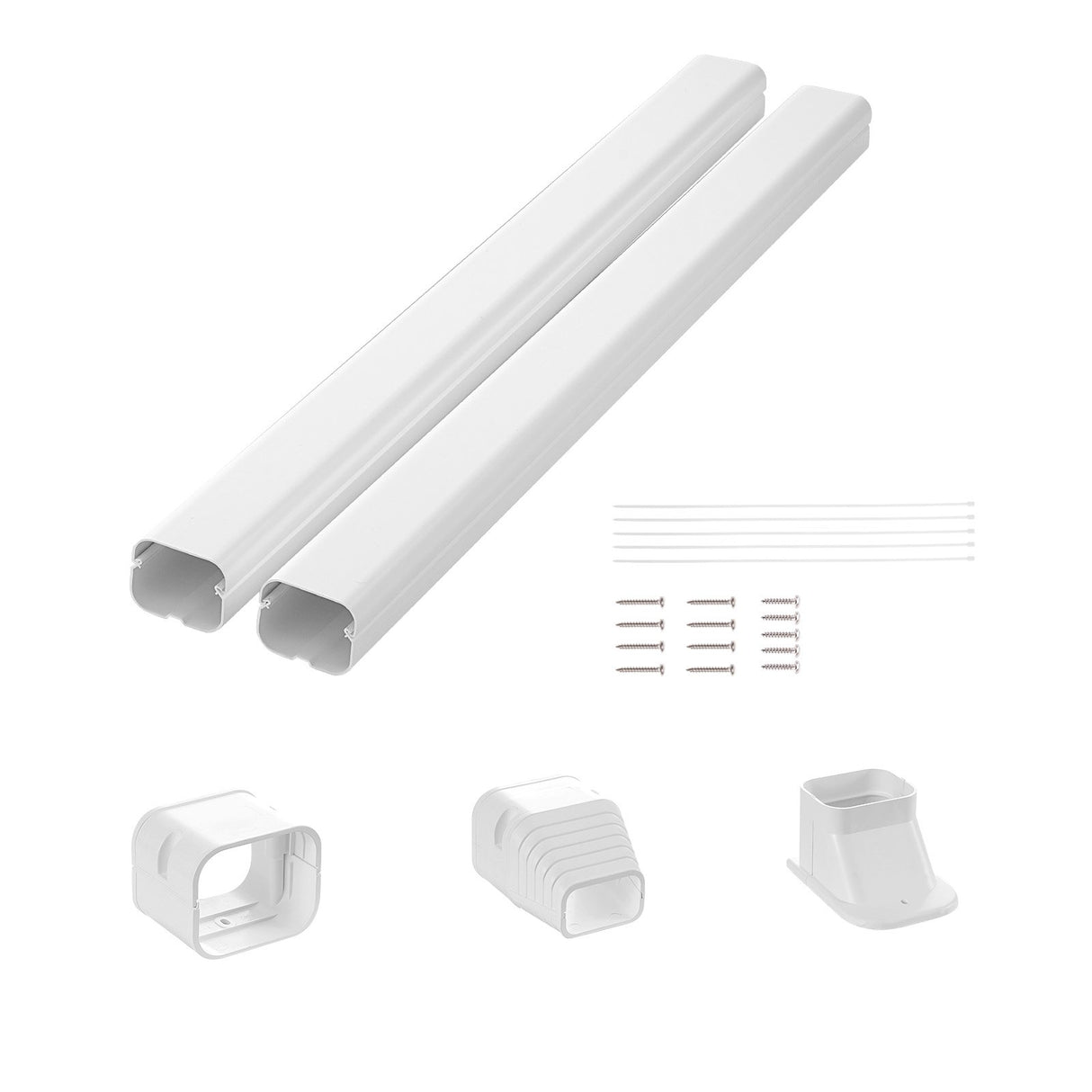 VEVOR Mini Split Line Set Cover 76.2mm W 2270mm L, PVC Decorative Pipe Line Cover For Air Conditioner with 2 Straight Ducts & Full Components Easy to