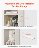 VEVOR 8-Tier Narrow Bookshelf 180cm Wooden Open Bookcase Adjustable Shelf White - Top-Down View