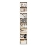 VEVOR 8-Tier Narrow Bookshelf 180cm Wooden Open Bookcase Adjustable Shelf White - Extra Image
