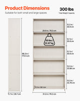 VEVOR 5-Tier Wide Bookshelf 173cm Wooden Freestanding Open Bookcase Shelf White - Front View