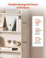 VEVOR 5-Tier Wide Bookshelf 173cm Wooden Freestanding Open Bookcase Shelf White - 45-Degree Angle