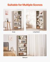 VEVOR 5-Tier Wide Bookshelf 173cm Wooden Freestanding Open Bookcase Shelf White - Rear View