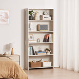 VEVOR 5-Tier Wide Bookshelf 173cm Wooden Freestanding Open Bookcase Shelf White - Low Angle