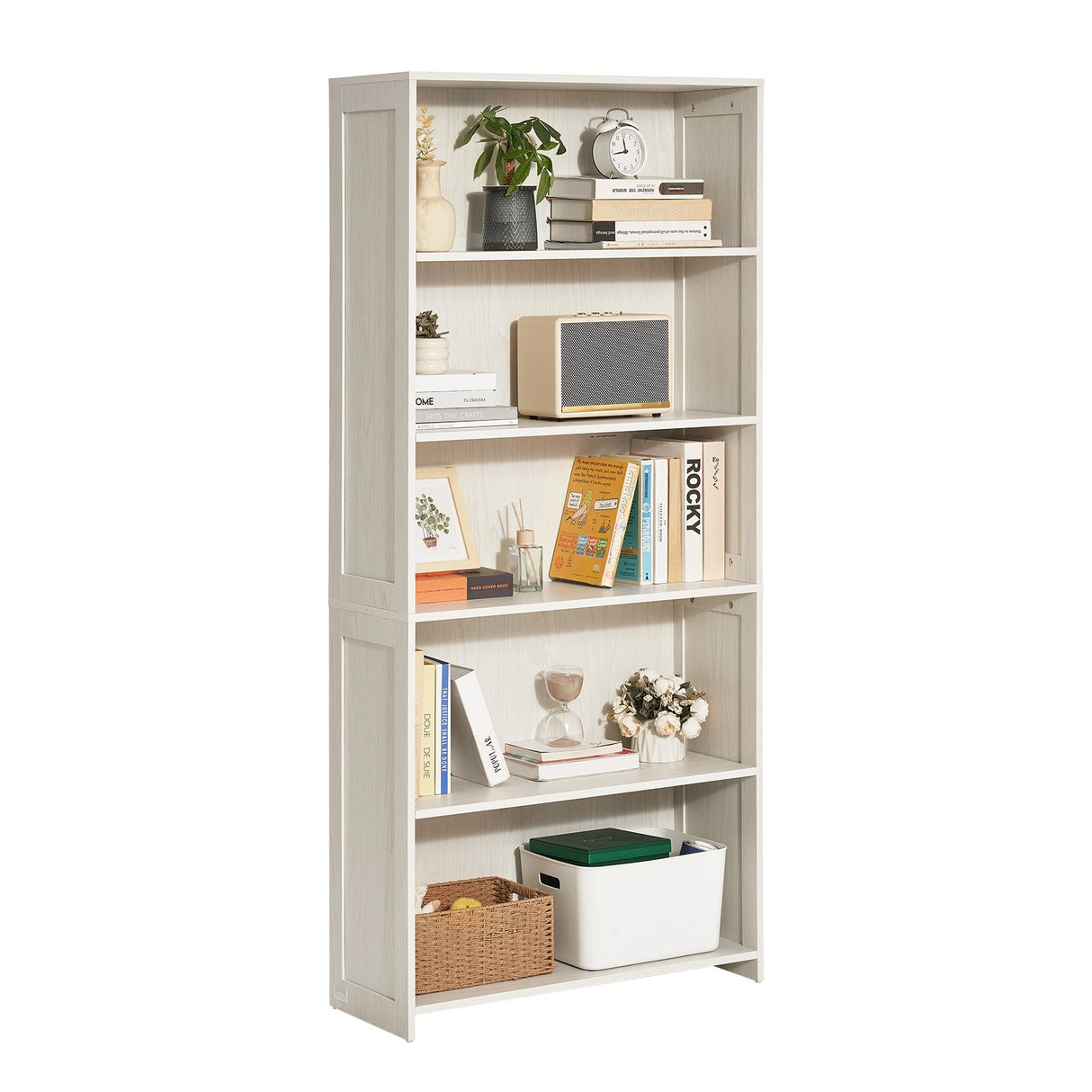 VEVOR 5-Tier Wide Bookshelf 173cm Wooden Freestanding Open Bookcase Shelf White
