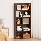 VEVOR 5-Tier Narrow Bookshelf 134cm Wooden Open Bookcase Adjustable Shelf Brown - Close-Up Angle