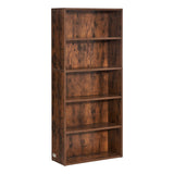 VEVOR 5-Tier Narrow Bookshelf 134cm Wooden Open Bookcase Adjustable Shelf Brown - Extra Image