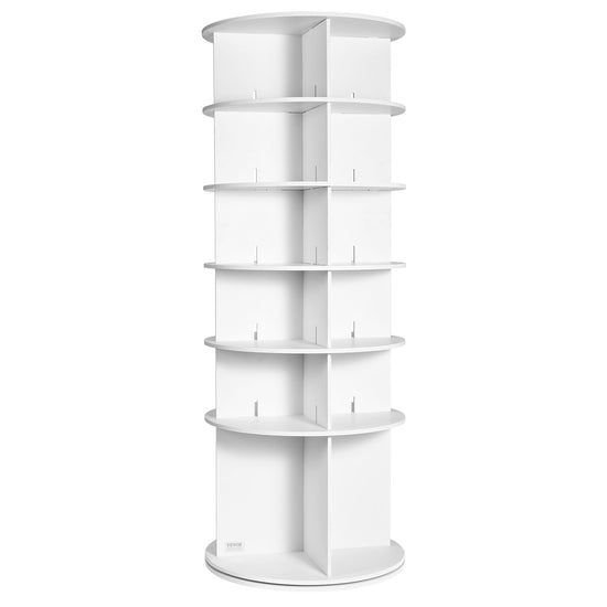 VEVOR 6-Tier Rotating Shoe Rack Tower 360° Spinning Shoe Display Carousel White
