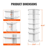 VEVOR 6-Tier Rotating Shoe Rack Tower 360° Spinning Shoe Display Carousel White - Top-Down View