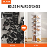 VEVOR 6-Tier Rotating Shoe Rack Tower 360° Spinning Shoe Display Carousel White - Close-Up Angle