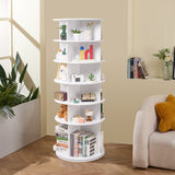 VEVOR 6-Tier Rotating Shoe Rack Tower 360° Spinning Shoe Display Carousel White - Low Angle