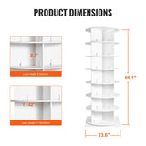 VEVOR 7-Tier Rotating Shoe Rack Tower 360°Spinning Shoe Display with Base Black - Top-Down View
