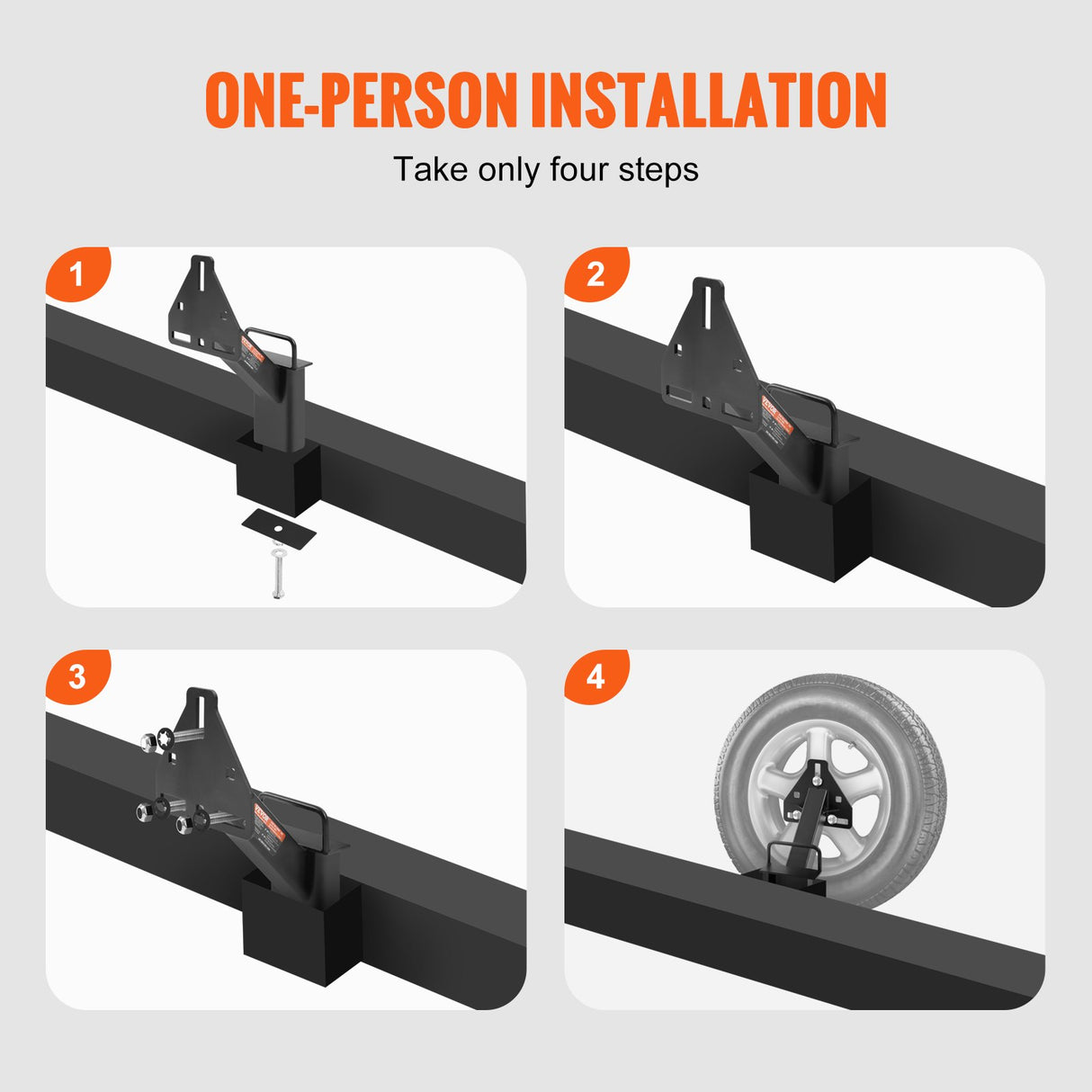VEVOR Spare Tire Carrier, Trailer Spare Tire Mount, 160 lbs Capacity, Utility Trailer Accessories Fits Most 4 & 5 & 6 & 8 Lugs Wheels on 4", 4.25",