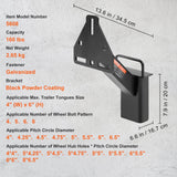 VEVOR Spare Tire Carrier, Trailer Spare Tire Mount, 160 lbs Capacity, Utility Trailer Accessories Fits Most 4 & 5 & 6 & 8 Lugs Wheels on 4", 4.25",