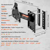 VEVOR Spare Tire Carrier, Trailer Spare Tire Mount, 160 lbs Capacity, Utility Trailer Accessories Fits Most 4 & 5 & 6 & 8 Lugs Wheels on 4", 4.25",