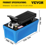 VEVOR Air Hydraulic Pump 10000 PSI Air Over Hydraulic Pump 1/2 Gal Reservoir Air Treadle Foot Actuated Hydraulic Pump 3/8