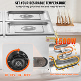 VEVOR Commercial Electric Food Warmer Countertop Buffet 4*12 Qt Pan Bain Marie - Side View