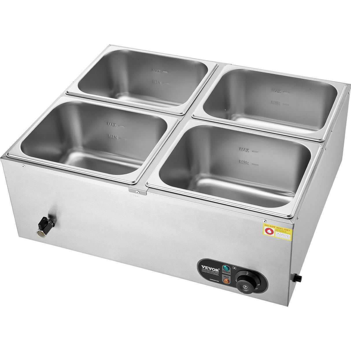 VEVOR Commercial Electric Food Warmer Countertop Buffet 4*12 Qt Pan Bain Marie