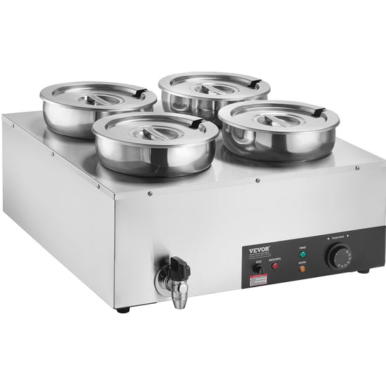 VEVOR Commercial Soup Warmer Soup Station with 4*7.4Qt Pot Soup Kettle Warmer