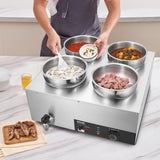 VEVOR Commercial Soup Warmer Soup Station with 4*7.4Qt Pot Soup Kettle Warmer - Low Angle