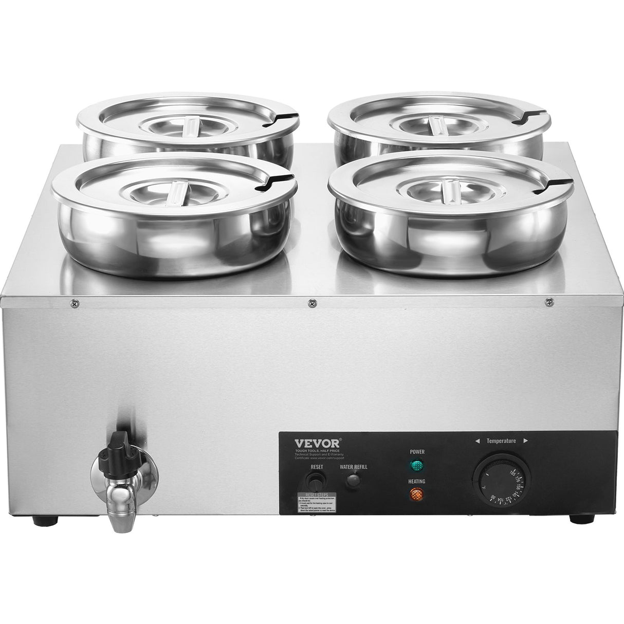VEVOR Commercial Soup Warmer Soup Station with 4*7.4Qt Pot Soup Kettle Warmer
