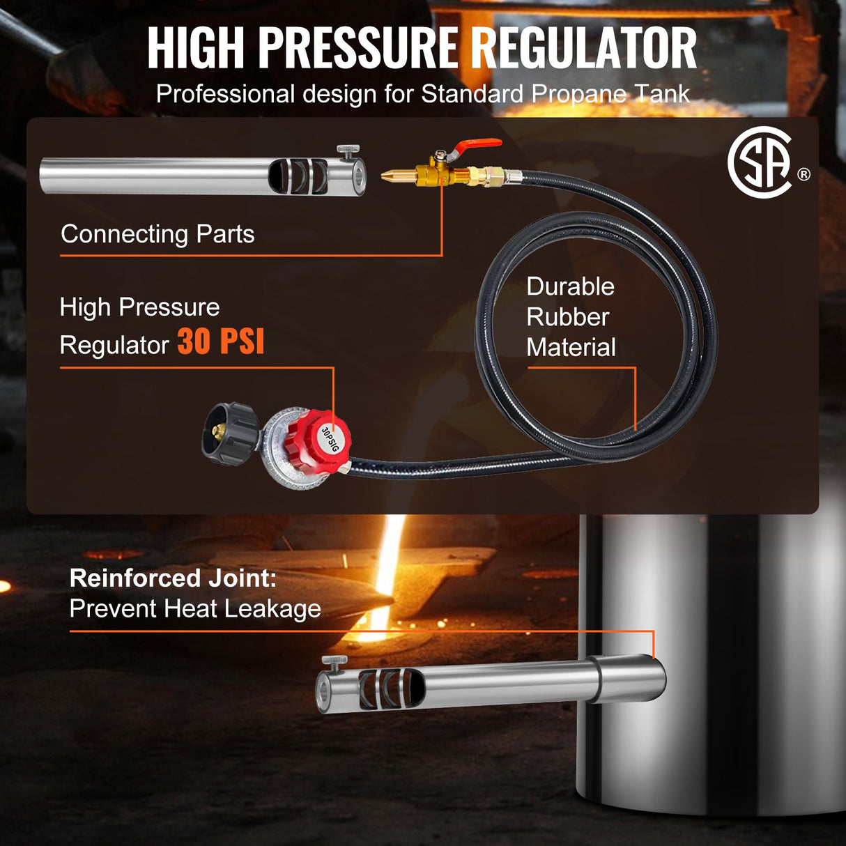 VEVOR 6KG Propane Melting Furnace Kit Melting Furnace Stainless Steel 2700℉