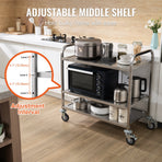 VEVOR 3-Tier Utility Cart Rolling Cart on Wheels 37.5"x20"x37.7" 450 LBS 6 Hooks, image 4