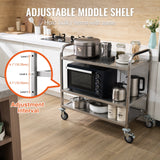 VEVOR 3-Tier Utility Cart Rolling Cart on Wheels 37.5