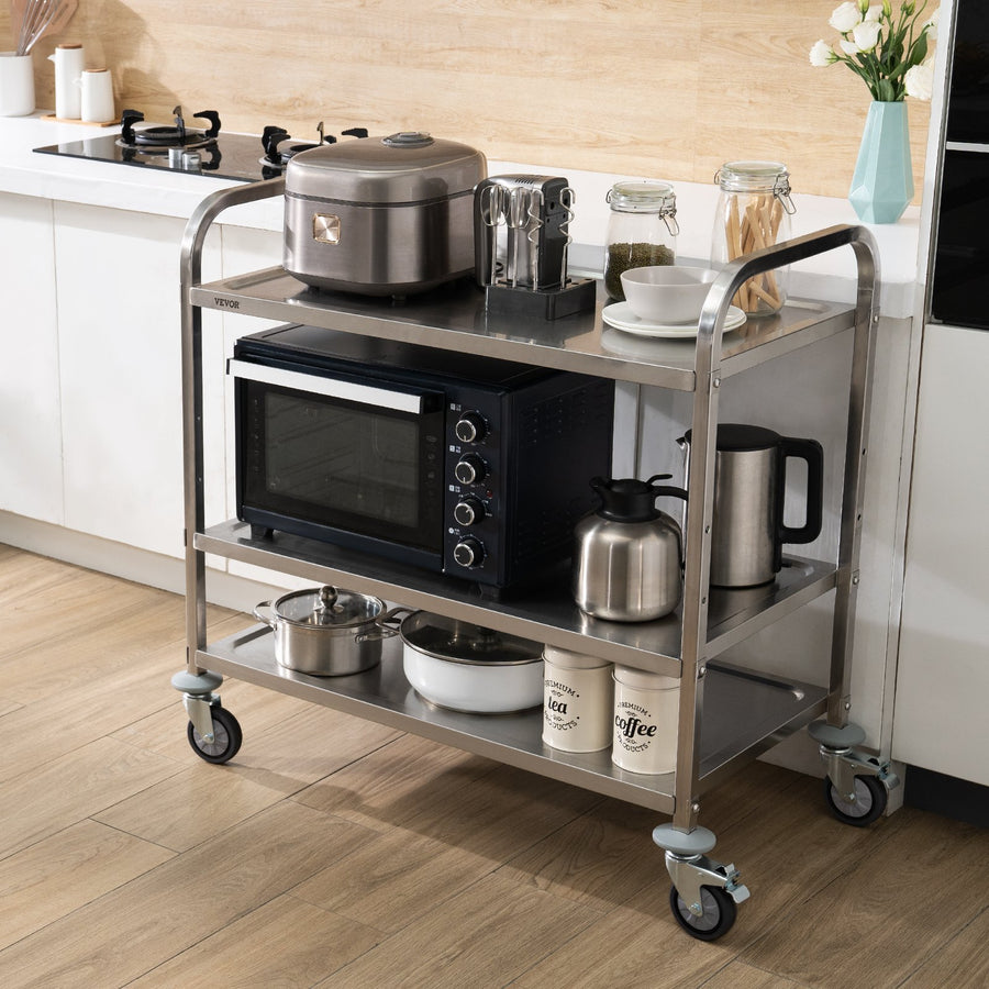 VEVOR 3-Tier Utility Cart Rolling Cart on Wheels 37.5"x20"x37.7" 450 LBS 6 Hooks, image 8