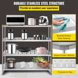 VEVOR Garage Shelf Heavy Duty Shelving 4-Tier 150x45x155cm Stainless Steel - Top-Down View