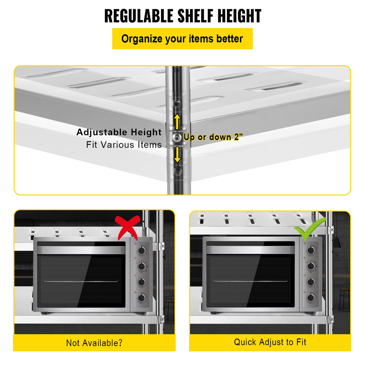 VEVOR Garage Shelf Heavy Duty Shelving 4-Tier 150x45x155cm Stainless Steel