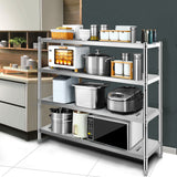 VEVOR Garage Shelf Heavy Duty Shelving 4-Tier 150x45x155cm Stainless Steel - Low Angle