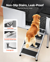 VEVOR 127 cm Dog Grooming Bath Tub Stainless Steel w Stairs Water Filter - Side View